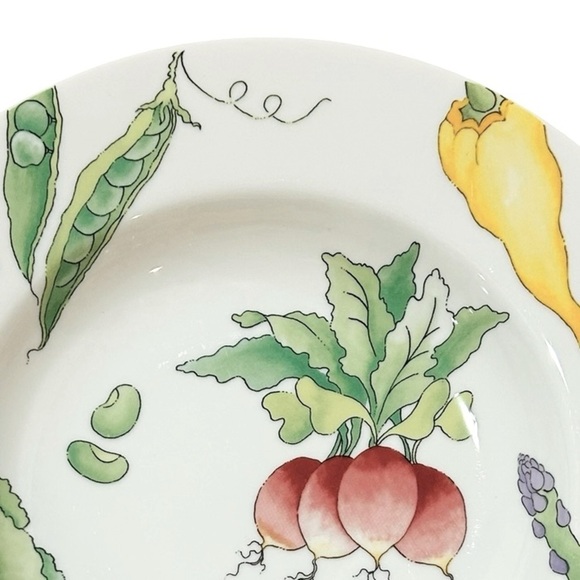 CRATE & BARREL Serving dish/bowl Vegetable medley Garden Cream Colorful Like new - Picture 5 of 14